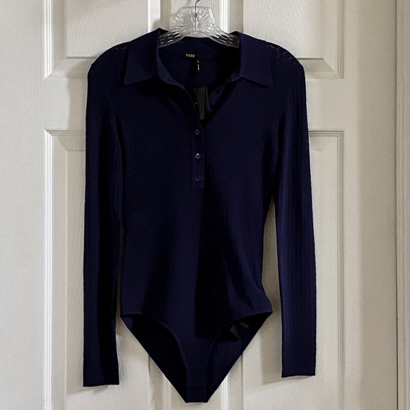 Maje Pointelle knit body suit sz M - Picture 15 of 16